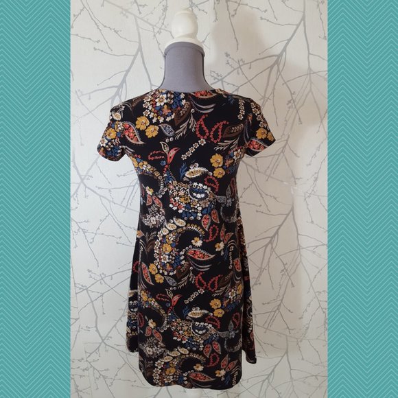 Four Threads Black Floral Print A-Line Dress w/ Tassels - Picture 5 of 6